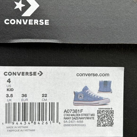 Converse Chuck Taylor All Star Youth Boys Girls Mid Top Sneaker Sz 4Y Rainy Daze - Picture 10 of 14